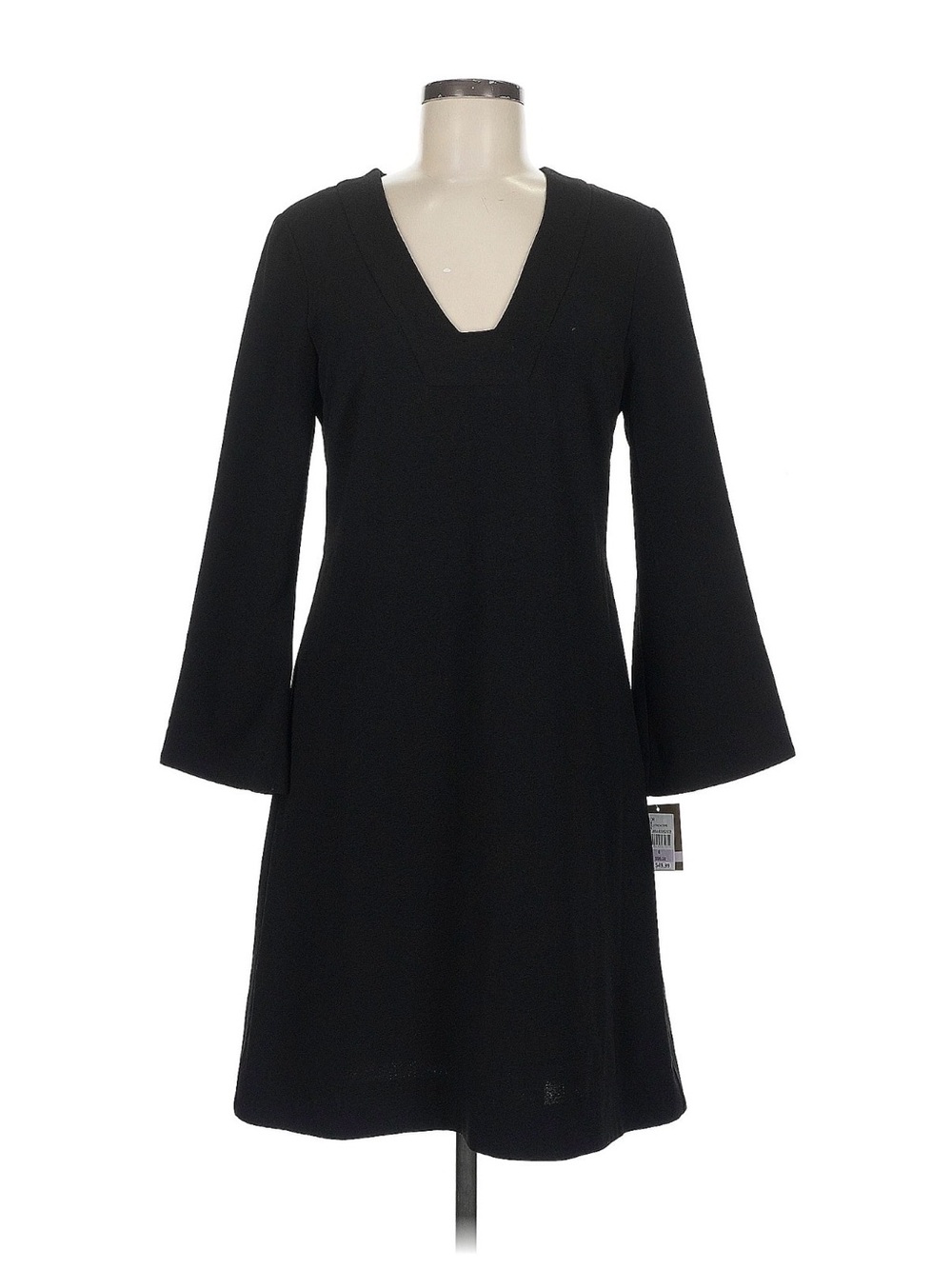 Taylor Black V-Neck Long Sleeve A-Line Knee Length Dress Size 6